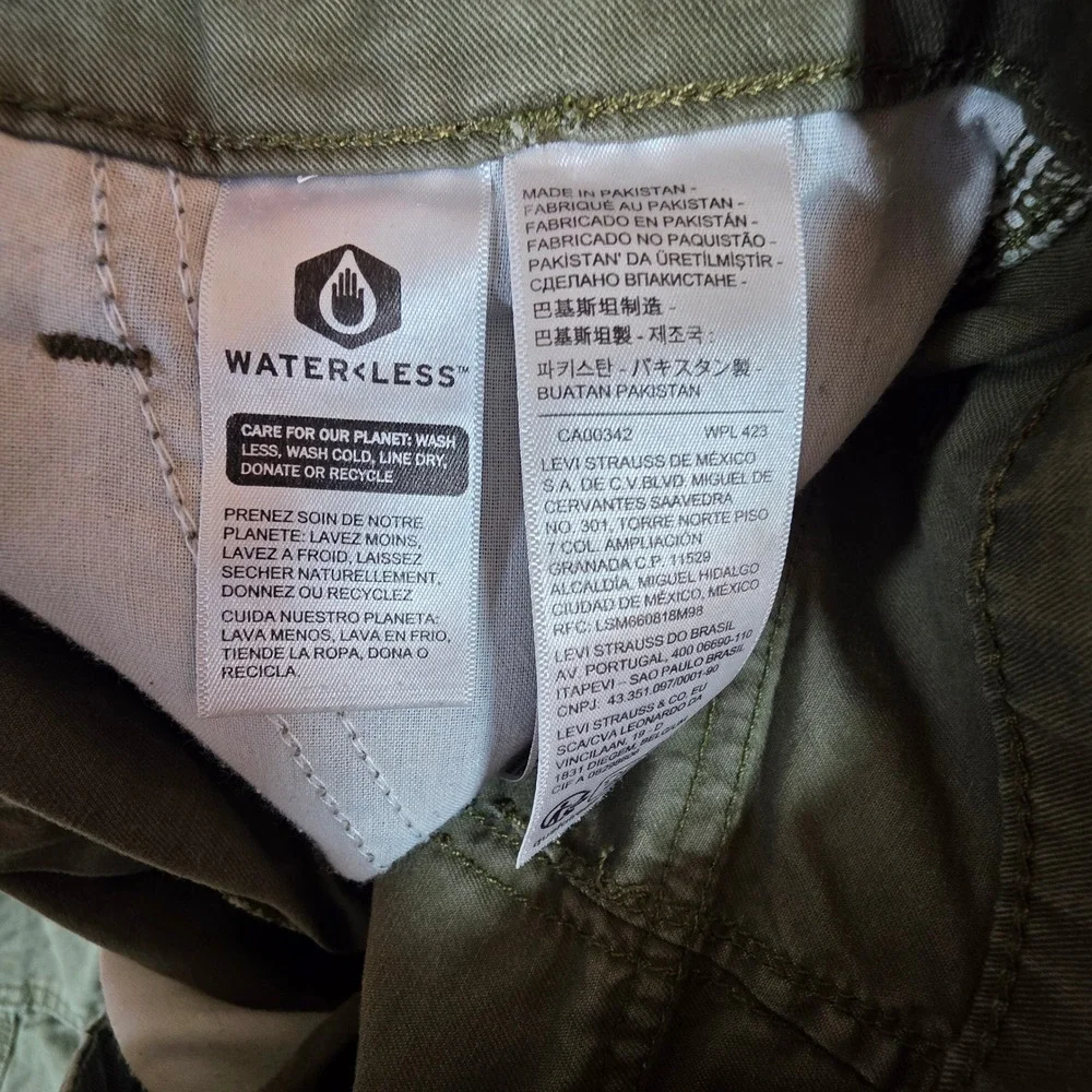Levis 94 Baggy Cargo Pants Olive Green W30 L30 Utility Drawstring Hem